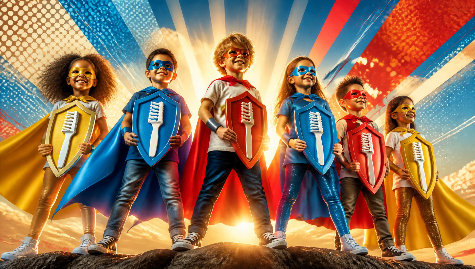 Kids dressed as superheroes